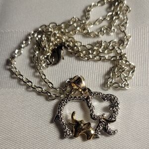 Silver and Gold Coloured Elephant Pendant Necklace